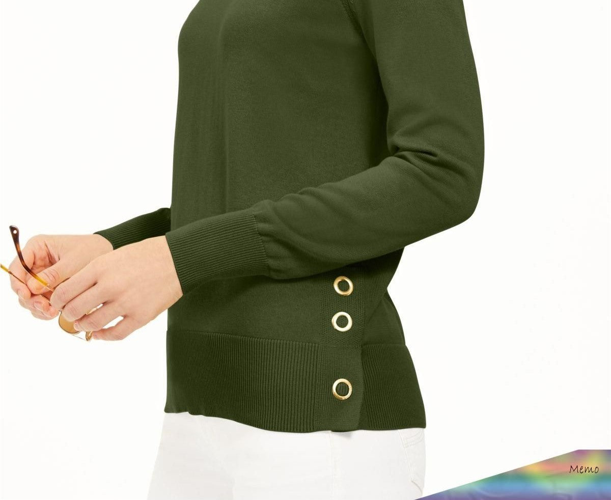 Michael Kors Women's Long Sleeve Crew Neck Top Green Size X-Large