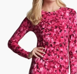 Michael Kors  Women's New Floral Print Ruffle Trim Sheath Dress Tedo Pink Size Medium