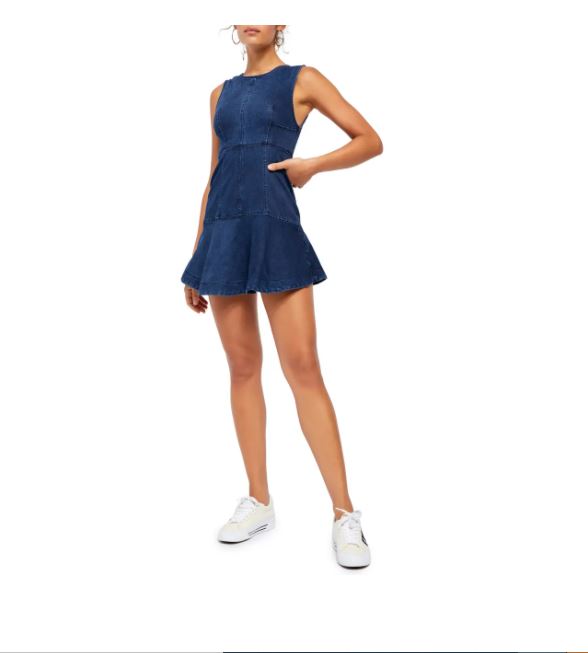 Free People Women's Alex Chambray Minidress Navy Size 2