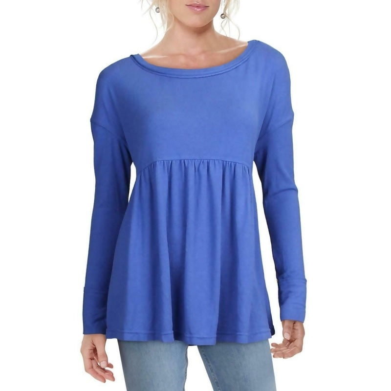 Free People Women's Knit Top Purple Small Oversized Babydoll - All Navy Size Small