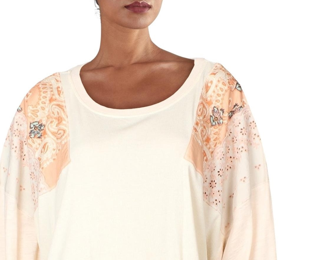 Free People Women's Feelin' It Patch Shirt Coral Orange Size Small