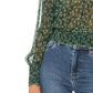 Free People Women's Green Printed Long Sleeve Mandarin Collar Peplum Green Size Small