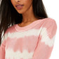 Crave Fame Junior's Tie Dyed Crew Neck Sweater Red Size Medium
