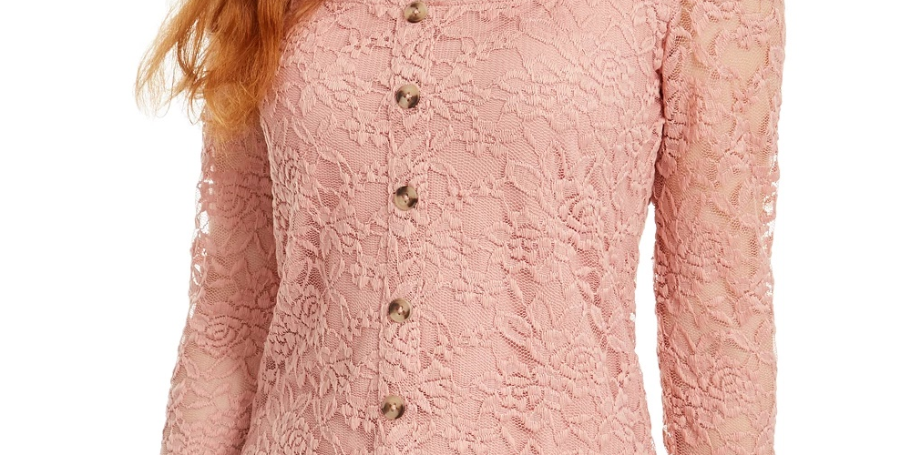 Ultra Flirt Junior's Lace Top Peach Size Medium