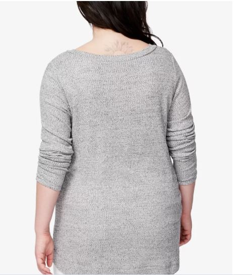 Rachel Roy Women's Plus Zip Hem Top Grey Size 2X