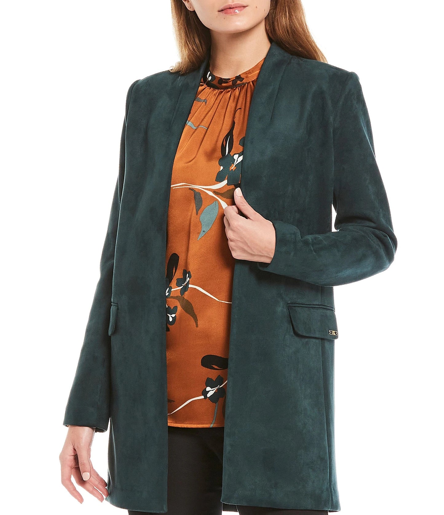 Calvin Klein Women's Open-Front Topper Jacket Green Size 8
