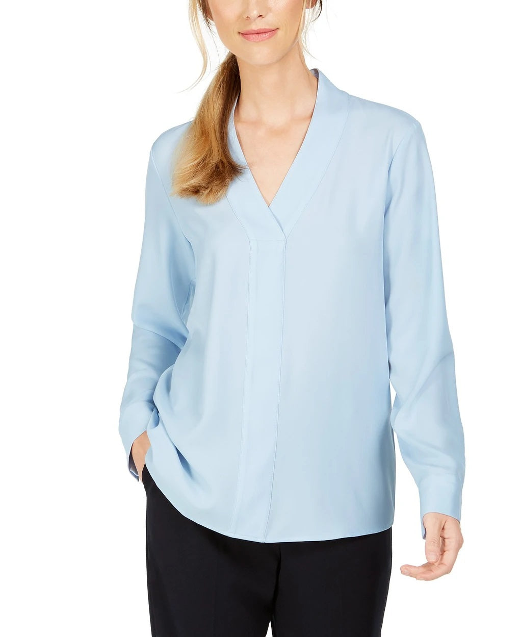 Calvin Klein Women's V Neck Top Blue Size Large