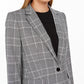 Calvin Klein Women's Plaid One Button Blazer Silver Size 12