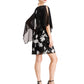 Connected Women's Embroidered Chiffon Capelet Dress Black Size 8