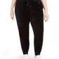 Tommy Hilfiger Sport Women's Plus Track Stripe Velour Jogger Pants Black Size 2X