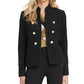 DKNY Women's Stand Collar Double Breasted Military Jacket Black Size 12
