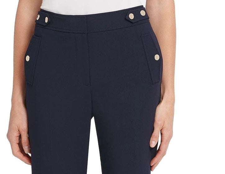 DKNY Women's Button-Trim Dress Pants Blue Size 12