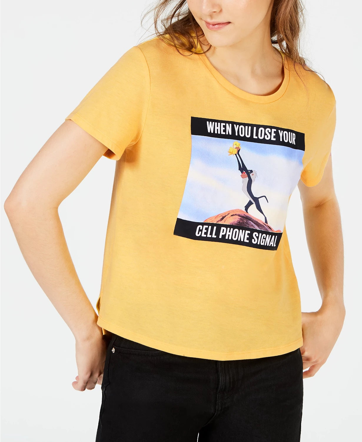 Disney Juniors' Lion King Cell Signal T-Shirt Med Yellow Size Large