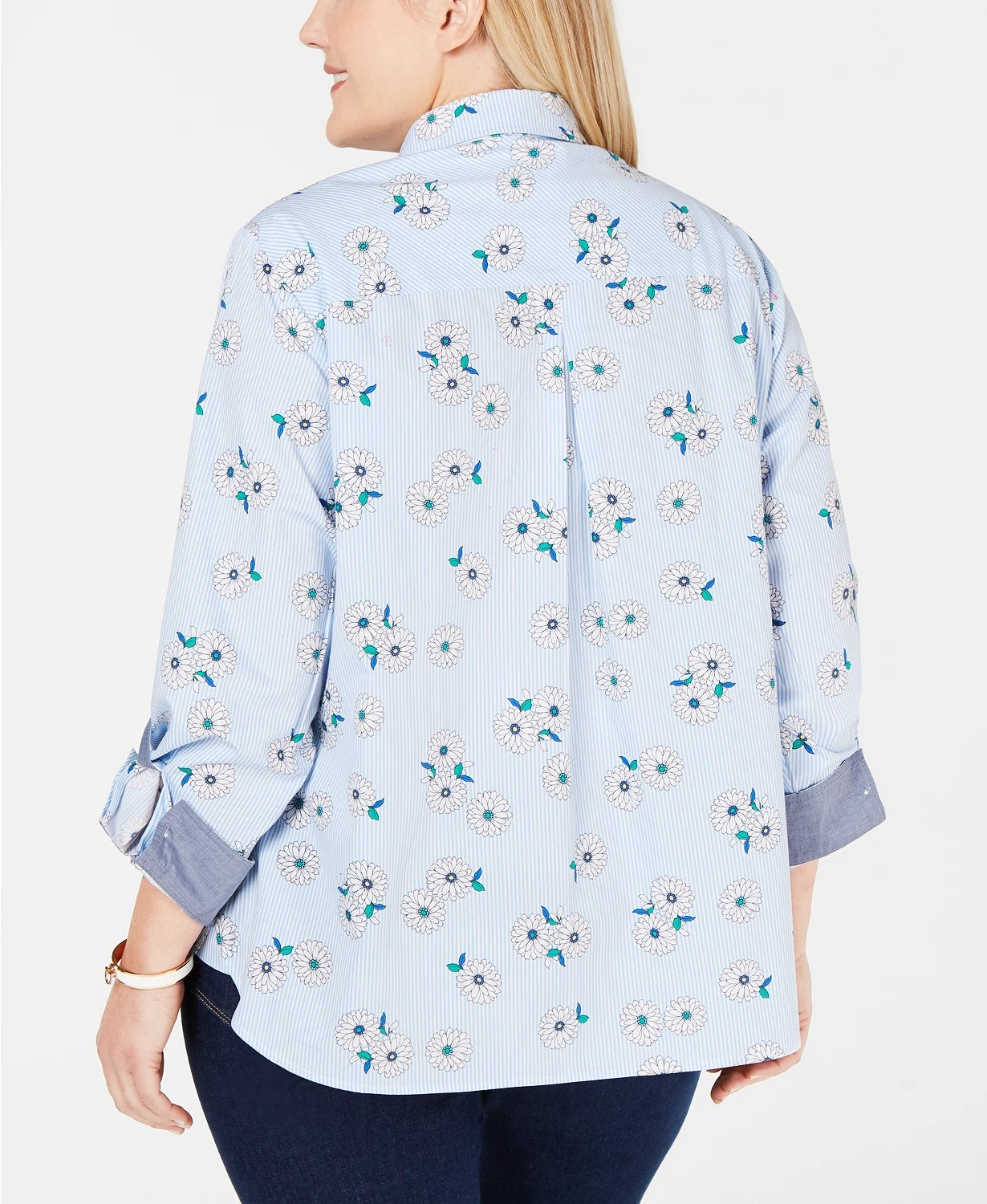 Tommy Hilfiger Women's Plus Size Cotton Printed Top Bright Blue Size 2X
