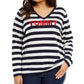 Tommy Hilfiger Women's Plus Ivy Striped Logo Sweater Blue Size 3X