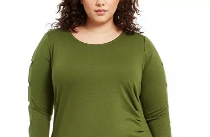 NY Collection Women's Plus Size Ruched Dress Green Size 2X