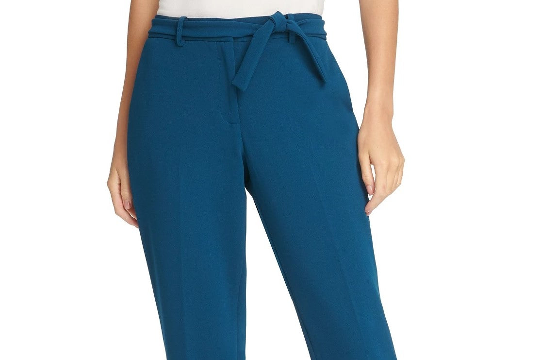 DKNY Women's Petite Tie-Belted Dress Pants Blue Size 6P