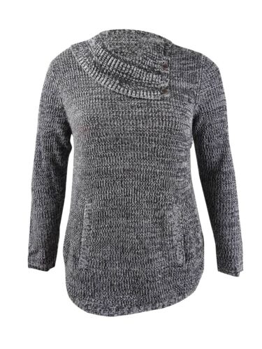 Style & Co Women's Plus Button Trim Sweater Gray Size 1X