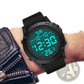 Tactical Waterproof Digital Sports Watch with Teal Led Display