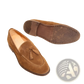 Tan Suede Tassel Loafers with Stitched Rubber Sole