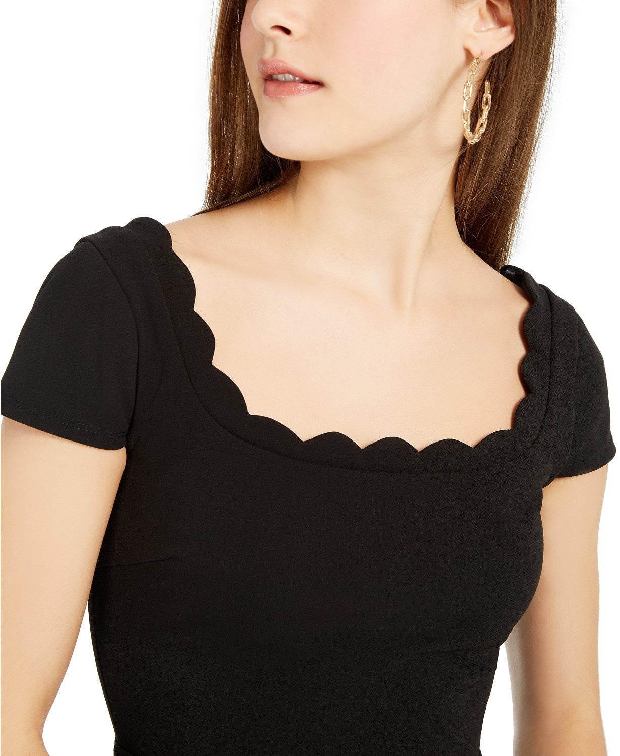 B. Darlin Juniors' Scalloped Skater Dress Black Size 11