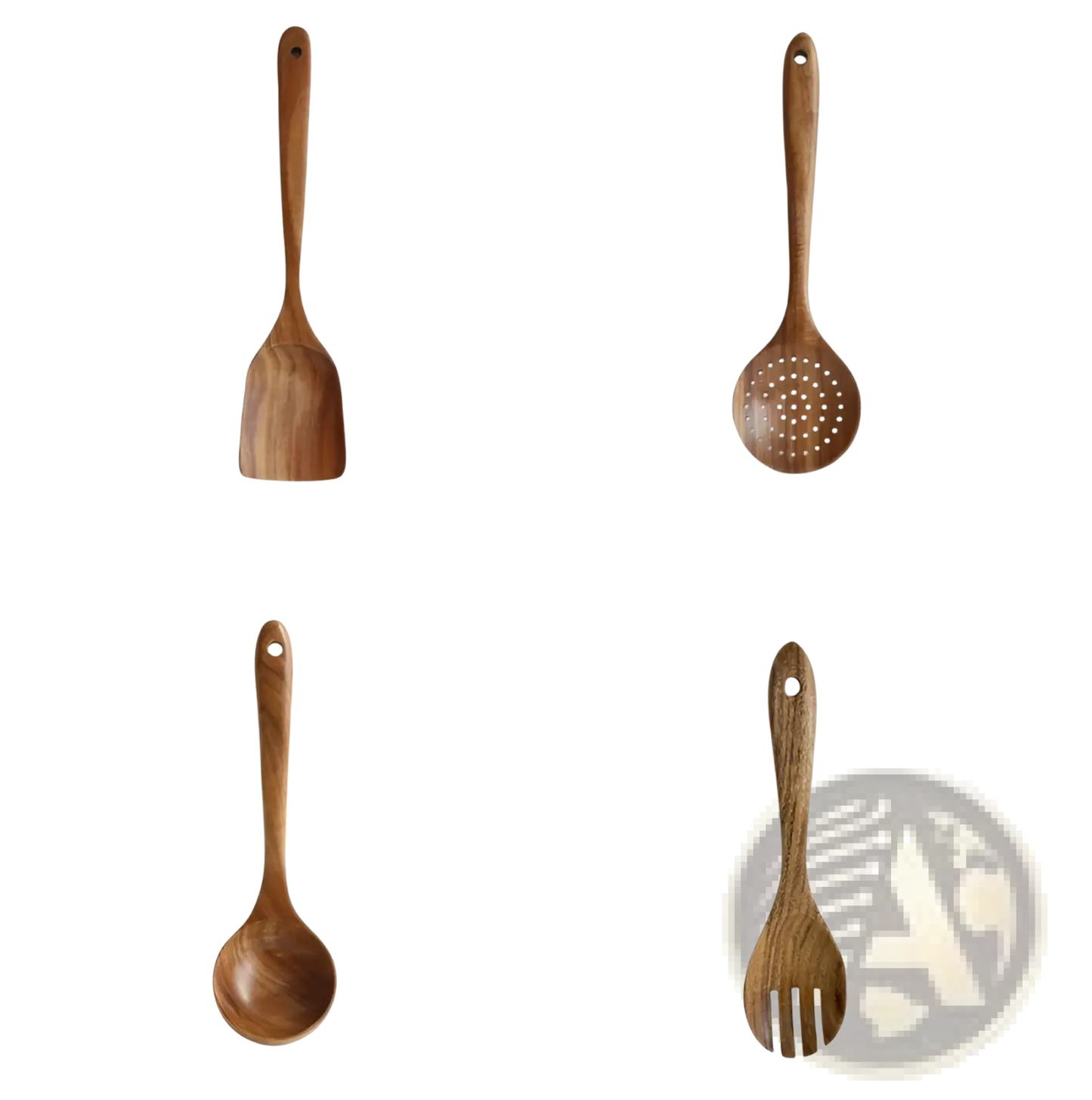 Teak Wood Cooking Utensil Set 4 Piece Kitchen Tools