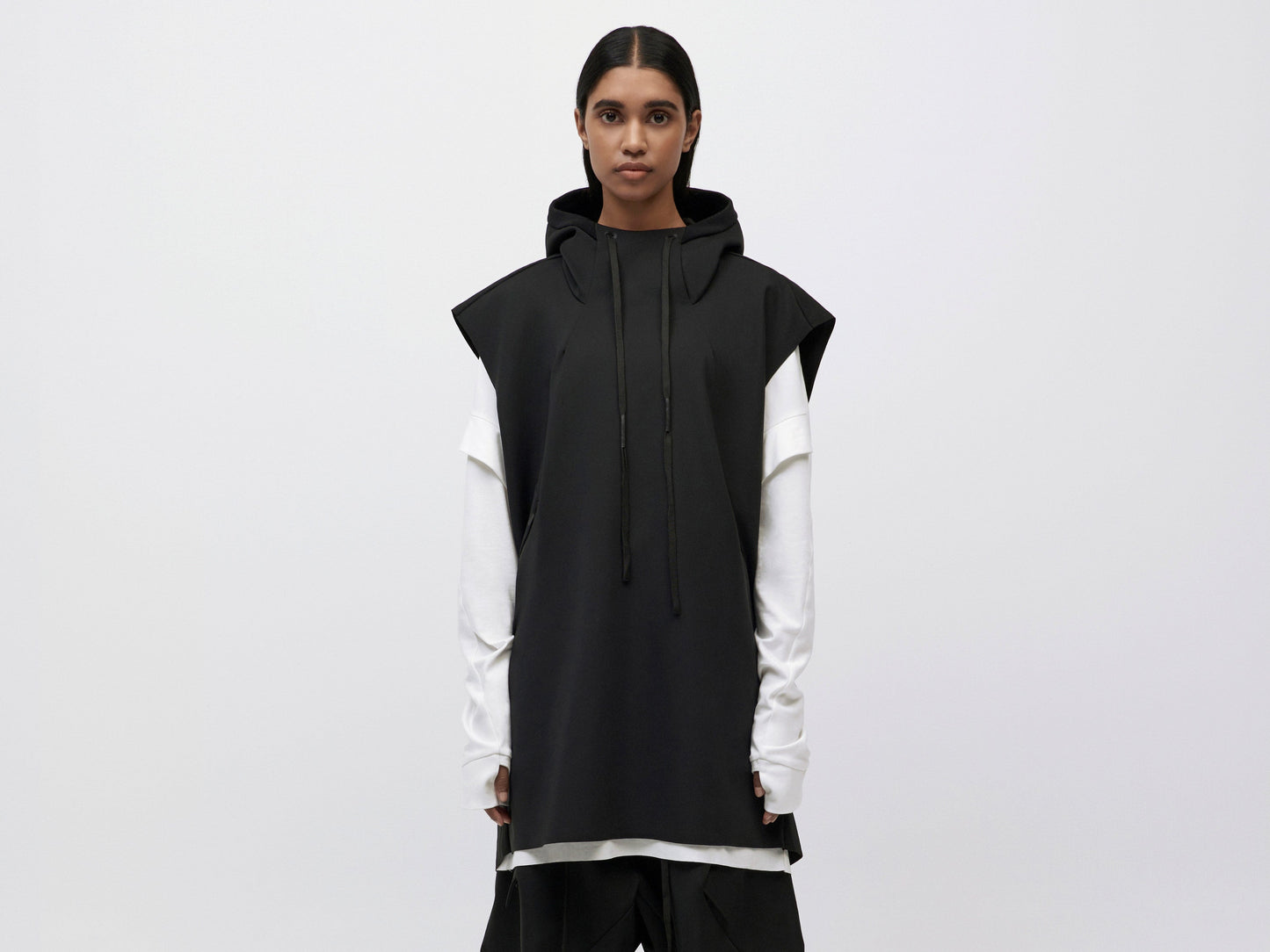 Pipe Hoodie Tank Unisex - Black