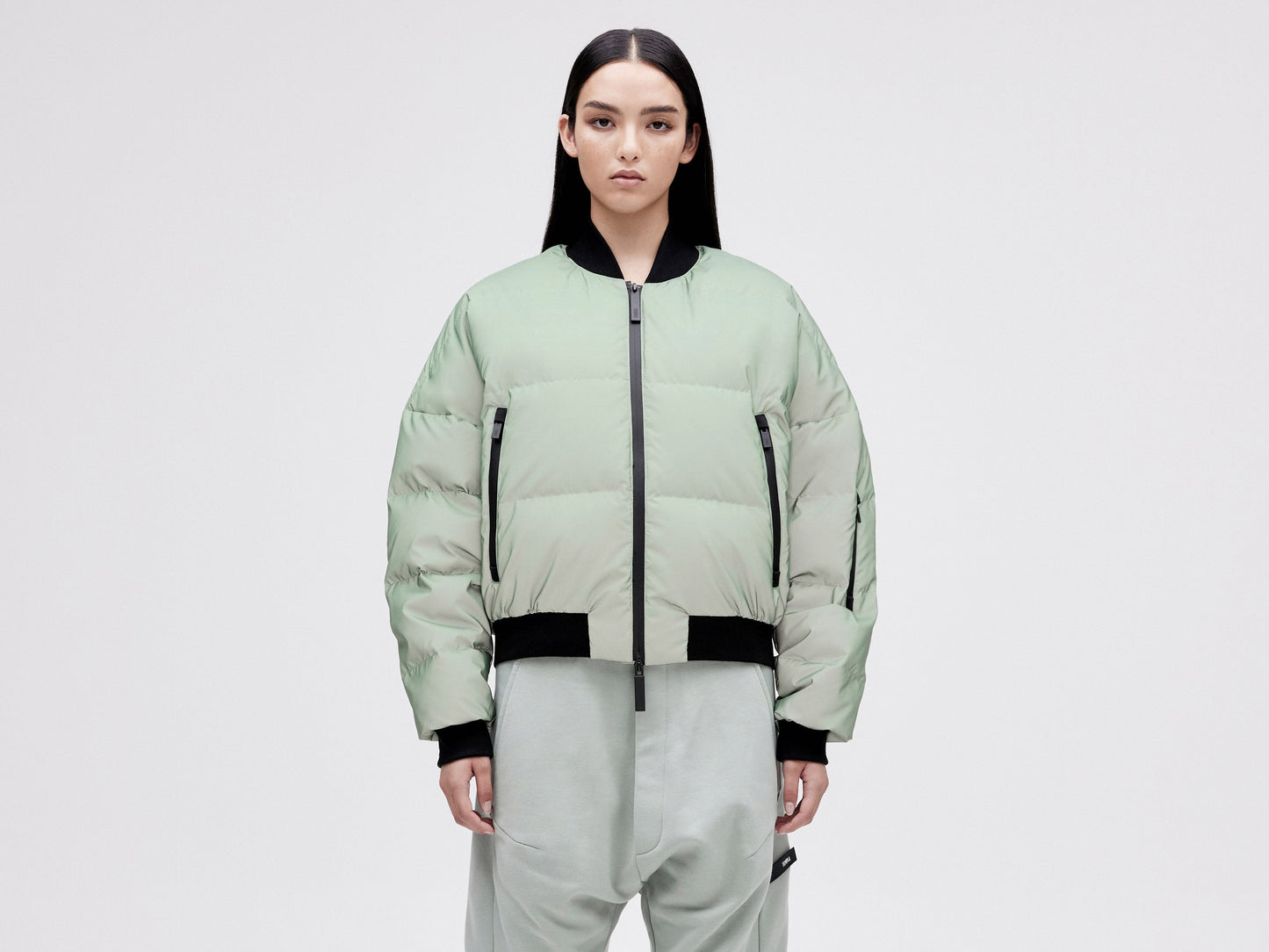 Reflective Bomber Down Jacket Unisex - Reflective Jade