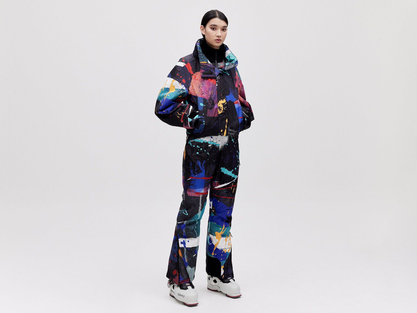 Cropped Cocoon Jacket - Dark Splatter