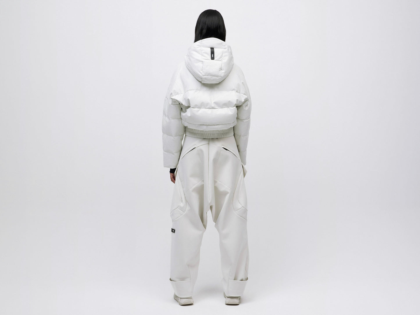 Cropped Leather Down Jacket - Vaporous Grey