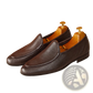 Textured Cowhide Leather Pointed Toe Loafers