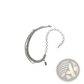 Textured Heart Link Silver Necklace with Black Charm
