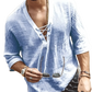 Textured Linen Lace Up v Neck Shirt