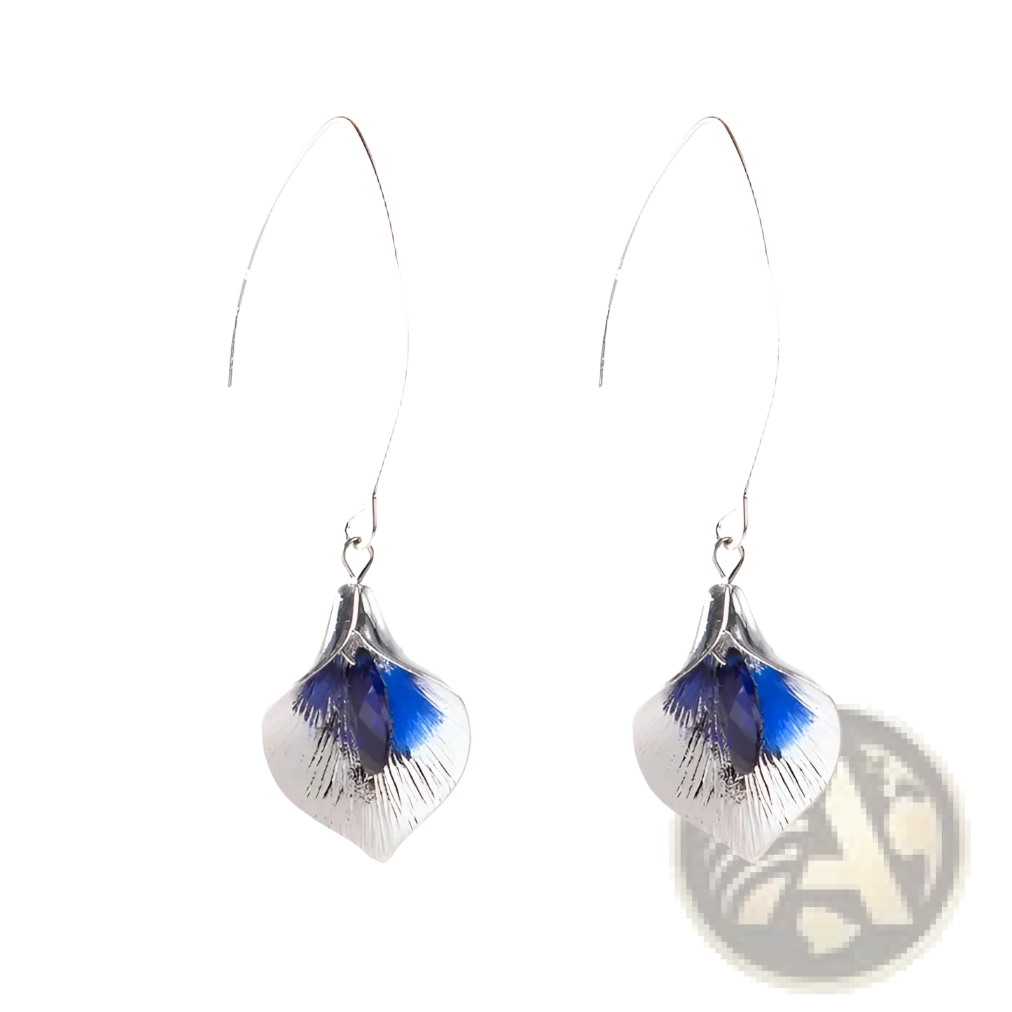 Textured Silver Orchid Crystal Drop Earrings