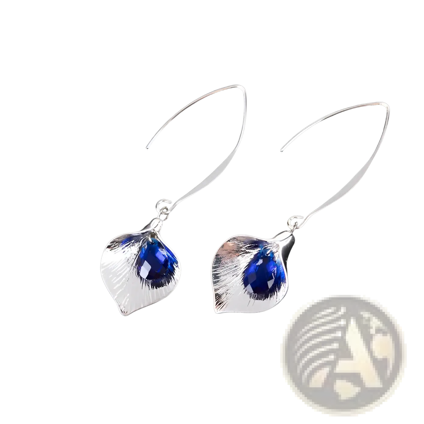 Textured Silver Orchid Crystal Drop Earrings