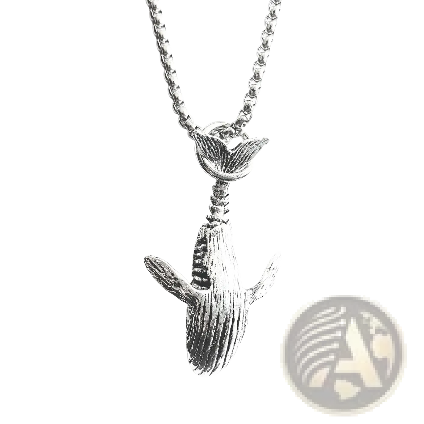 Textured Silver Whale Pendant Hip Hop Titanium Steel Necklace