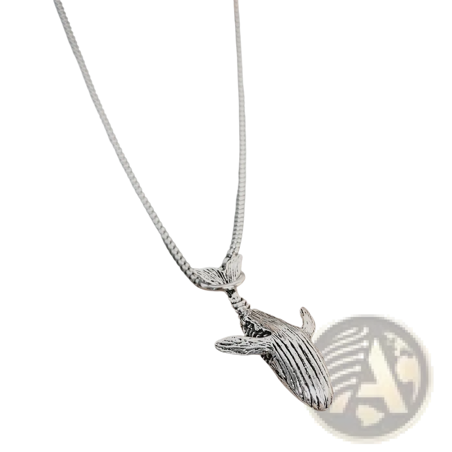 Textured Silver Whale Pendant Hip Hop Titanium Steel Necklace