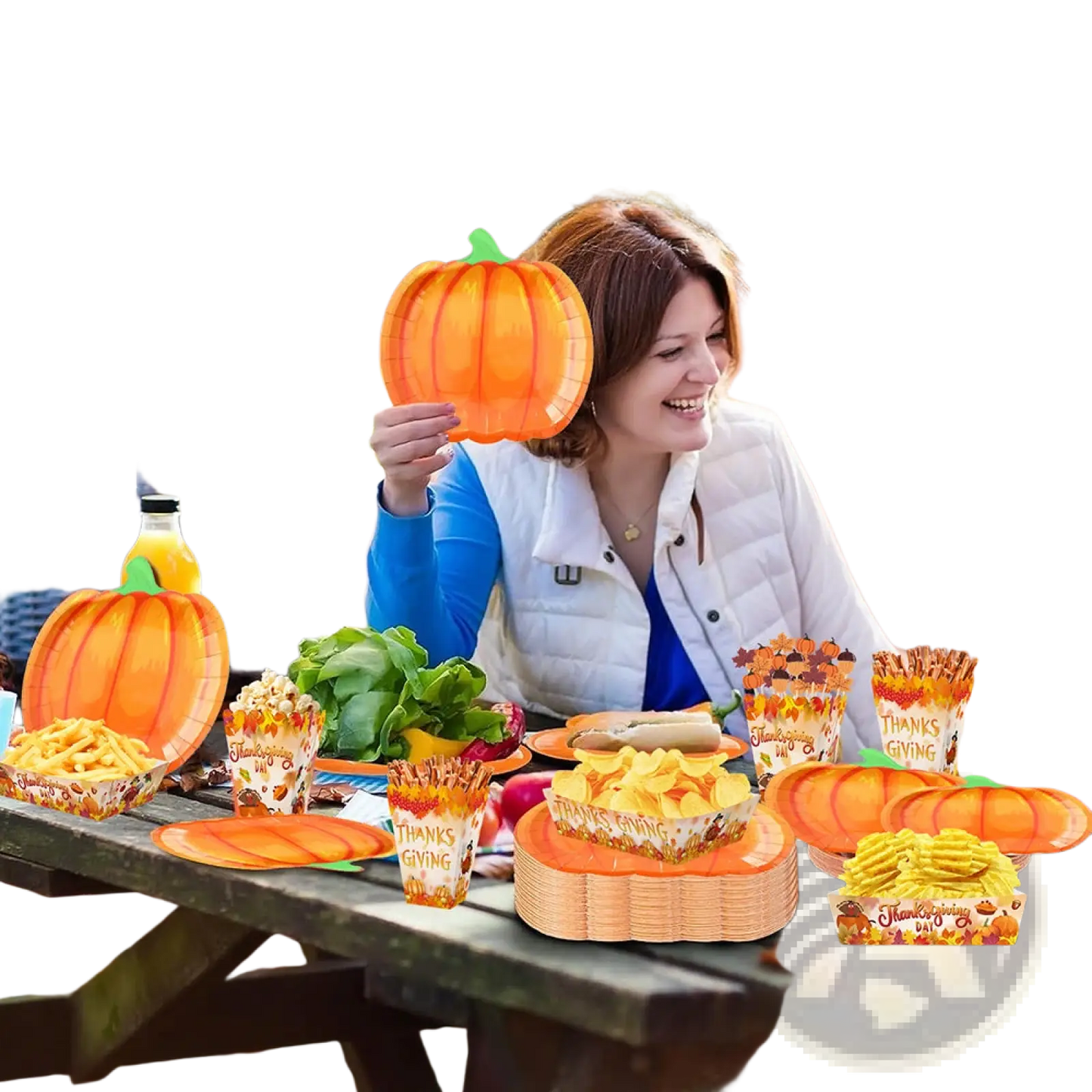 Thanksgiving Pumpkin Paper Plates and Tableware Set