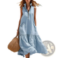 Tiered Sleeveless Maxi Dress with Zipper Neckline