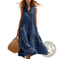 Tiered Sleeveless Maxi Dress with Zipper Neckline