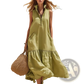 Tiered Sleeveless Maxi Dress with Zipper Neckline