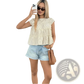 Tiered Striped Ruffle Hem Blouse in Beige