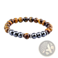 Tiger Eye and Magnetic Obsidian Beaded Elastic Bracelet