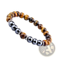 Tiger Eye and Magnetic Obsidian Beaded Elastic Bracelet