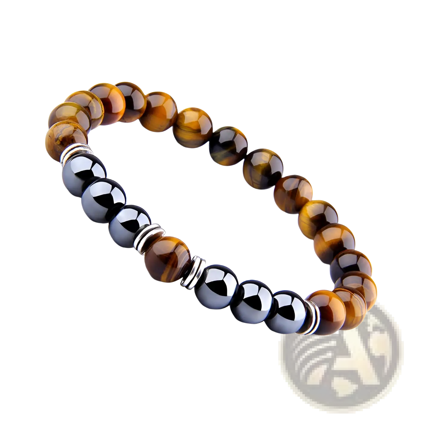 Tiger Eye and Magnetic Obsidian Beaded Elastic Bracelet