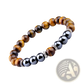 Tiger Eye and Magnetic Obsidian Beaded Elastic Bracelet