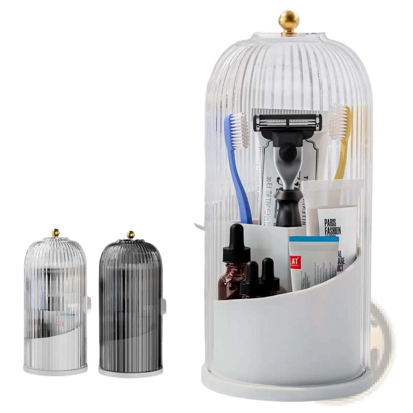 Toothbrush Holder with Sliding Cover and 3 Slots