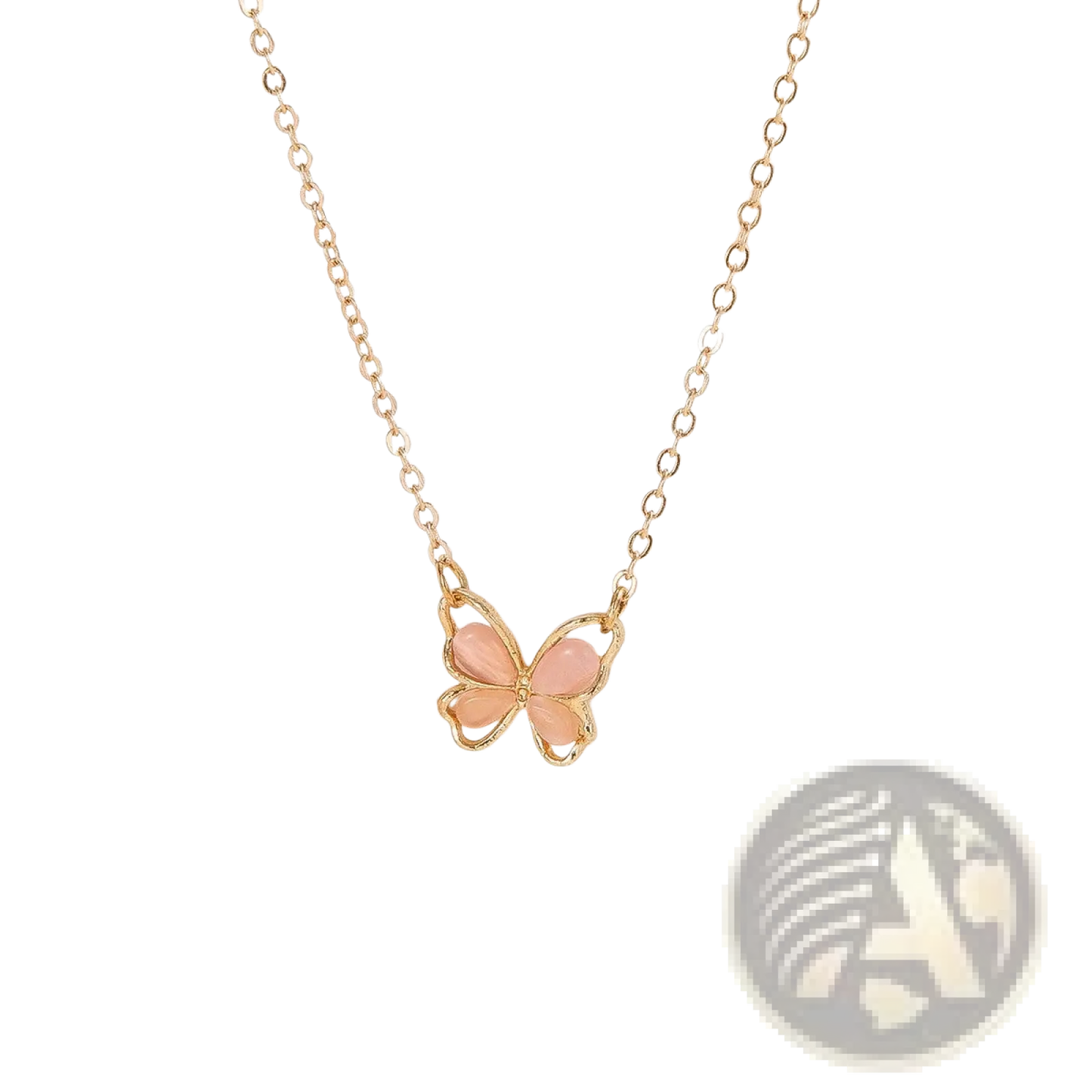 Translucent Butterfly Gemstone Pendant Necklace