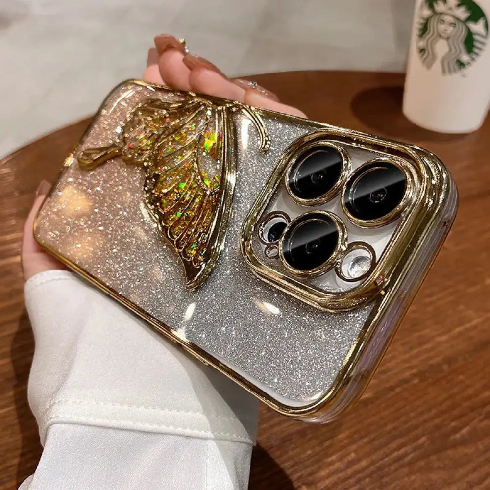 Shatterproof Quicksand Butterfly Crystal Phone Case