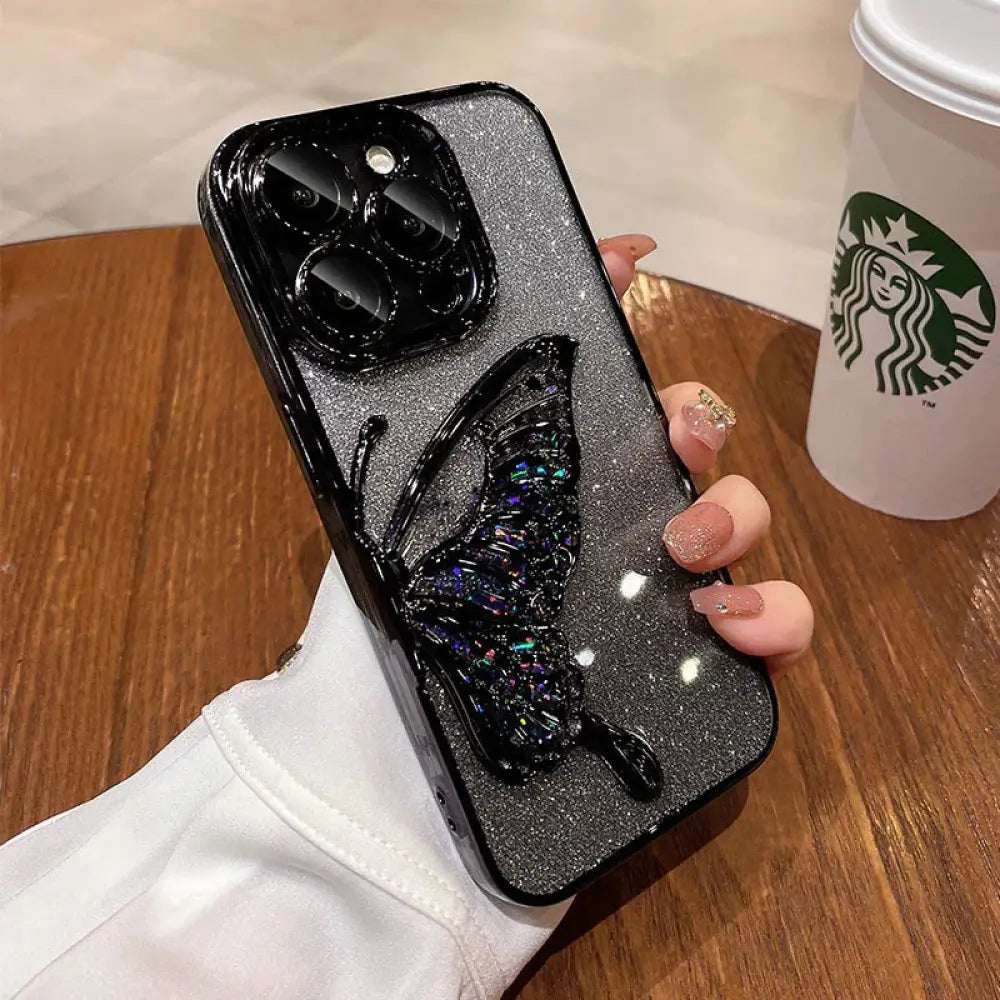 Shatterproof Quicksand Butterfly Crystal Phone Case